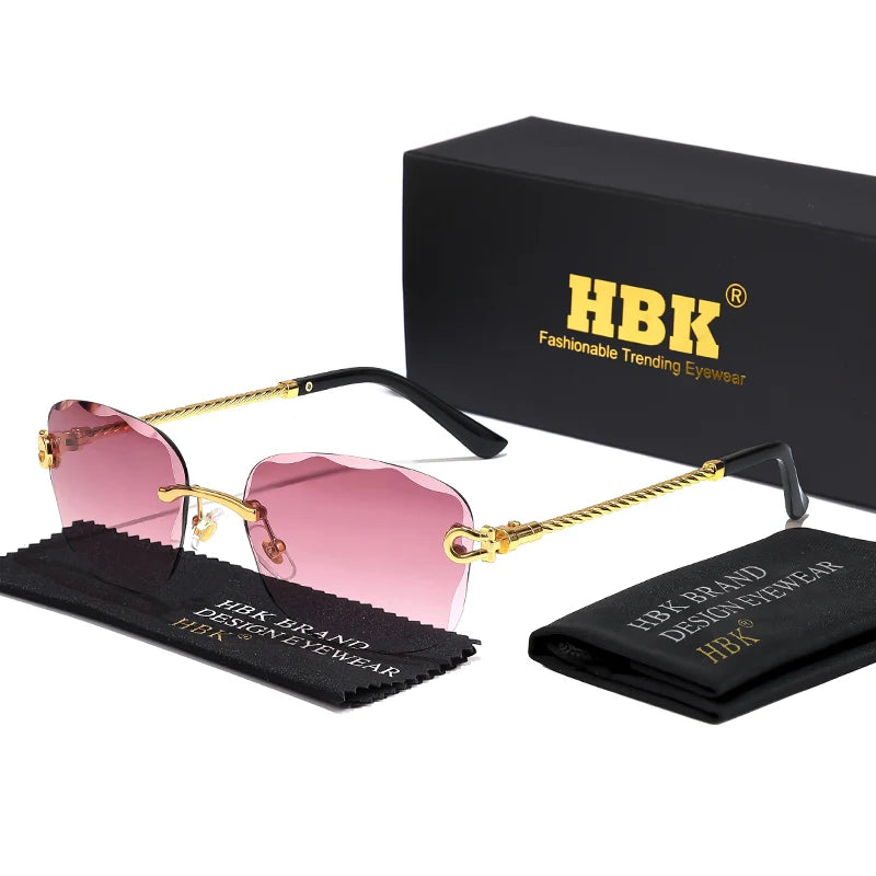 Vintage Frameless Luxury Wave Metal Unisex Sun Glasses