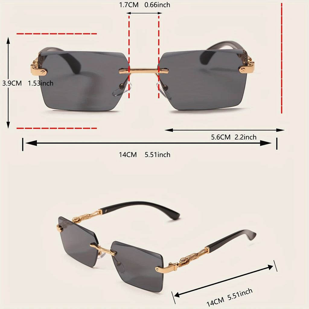 Rimless Sunglasses Rectangle Unisex Shades Small Square Sun Glasses