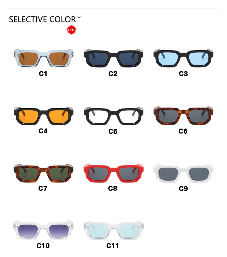 Vintage Rectangle Frame Retro Luxury Brand Design Sunglasses