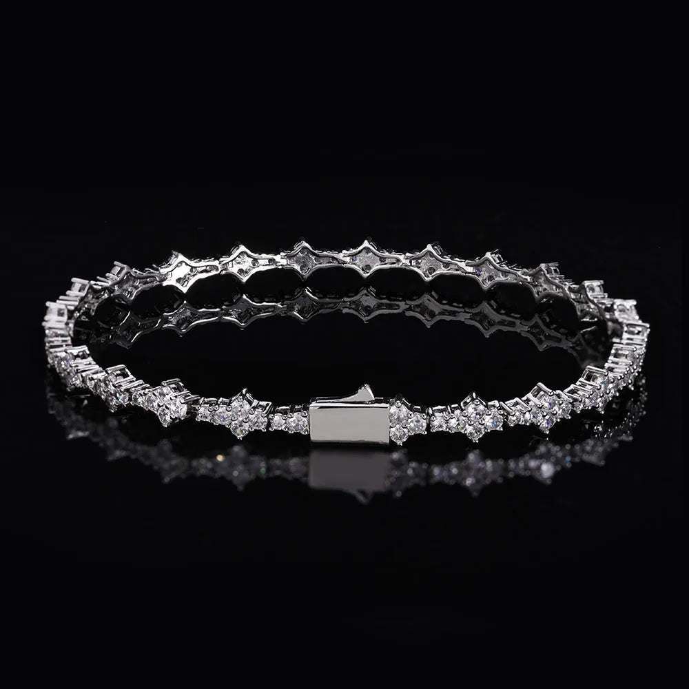 925 VVS Moissanite Star Chain Iced Out Tennis Cross Bracelet Sterling Silver with GRA Certification