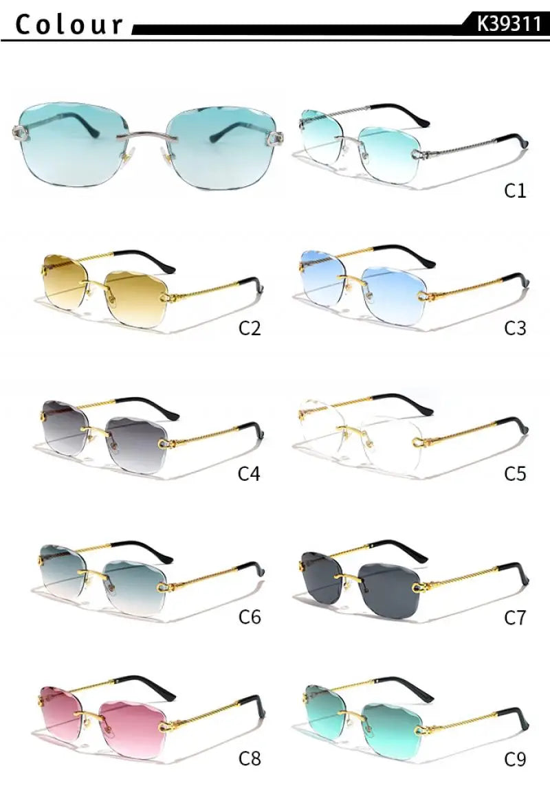 Vintage Frameless Luxury Wave Metal Unisex Sun Glasses