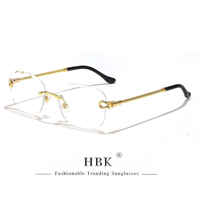 Vintage Frameless Luxury Wave Metal Unisex Sun Glasses