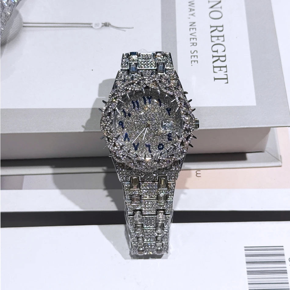 Iced Out Watch Luxury Thorn Crown Quartz Men's Watch