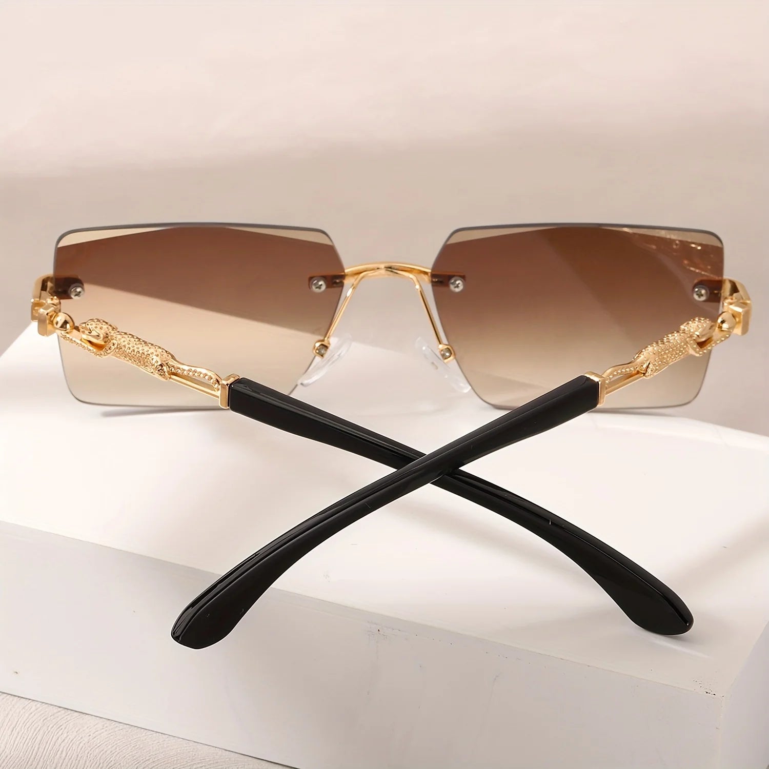 Rimless Sunglasses Rectangle Unisex Shades Small Square Sun Glasses