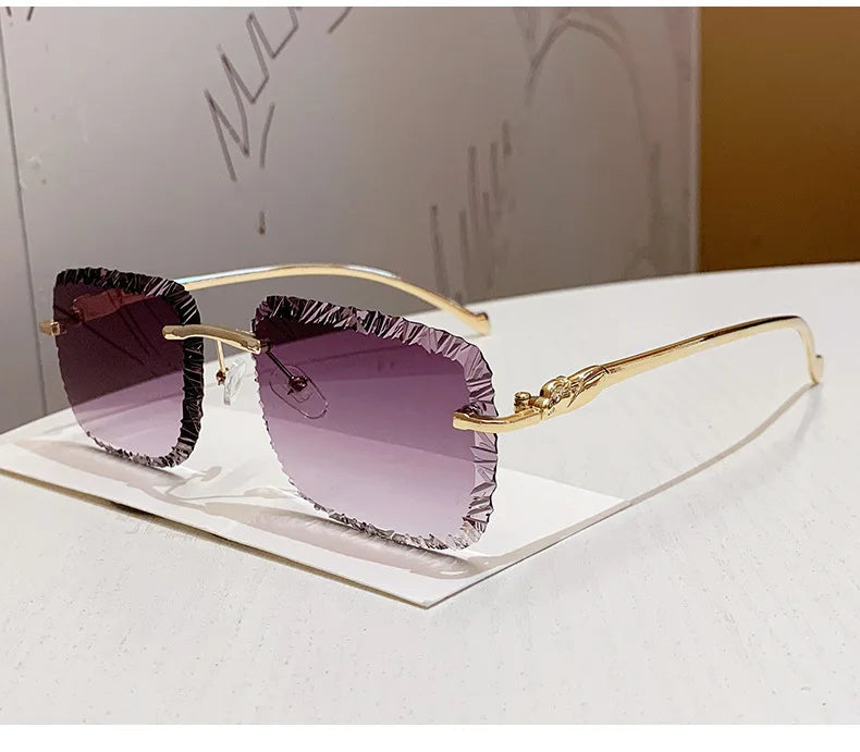 Fashion Luxury Brand Designer Sunglasses Rimless Vintage Elegant Unisex Sunglasses