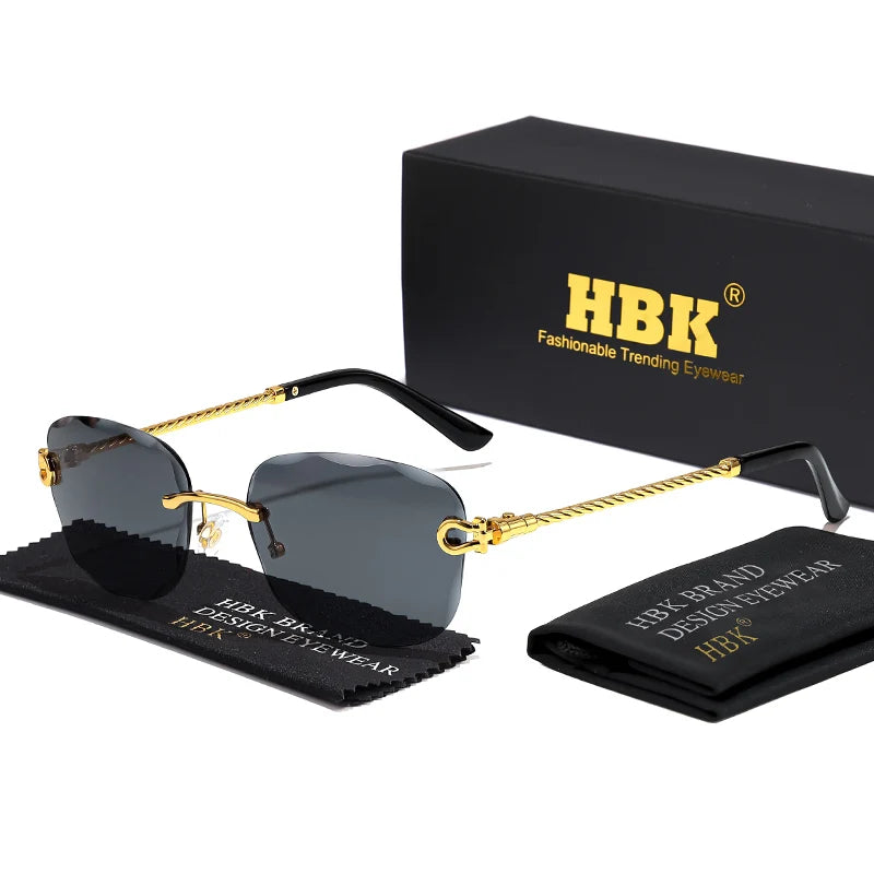 Vintage Frameless Luxury Wave Metal Unisex Sun Glasses
